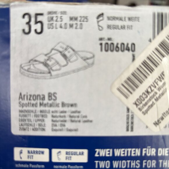 NIB | Birkenstock Arizona Big Buckle Spotted Metallic Brown Regular Width EU 35 - Picture 9 of 9